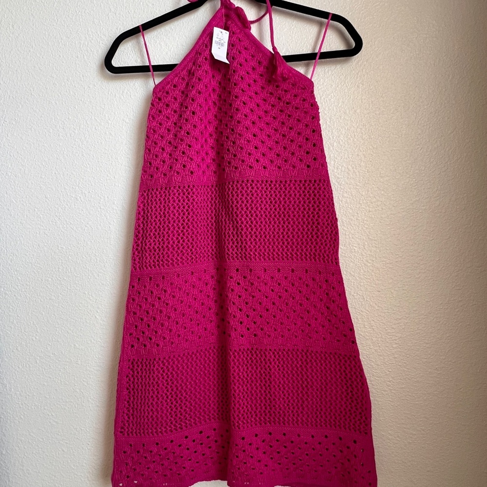 NWT Old Navy Fuchsia Crochet Halter Dress